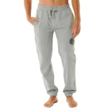 Pantalón de jogging gris melange de corte recto, con cintura elástica ajustable con cordón, puños elásticos y logo estampado en la pierna.