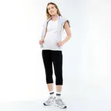 Legging de maternidad color negro, corte 7/8, diseñado con cintura alta y elástica para mayor comodidad durante el embarazo.