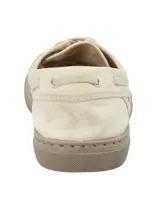 Zapatillas de lona color beige, modelo Napa de RKF, con diseño tipo náutico, cordones frontales y suela de goma marrón.