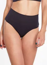 Bombacha modeladora de tiro alto confeccionada en microfibra de poliamida, con faja de licra en la cintura para mayor contención y diseño sin costuras.