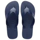 Sandalias de dedo Havaianas Top Max para hombre, color azul marino, con tiras anchas texturizadas y suela de goma con el clásico diseño de grano de arroz.