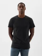 Pack de tres camisetas de cuello redondo y manga corta marca Gap, confeccionadas en algodón. El set incluye una camiseta negra, una blanca y una gris.