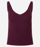 Blusa sin mangas Marfinno de punto acanalado con escote en V y espalda descubierta, confeccionada en mezcla de viscosa y poliamida.