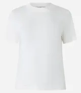 Remera básica Cortelle de ribana, color marrón, con mangas cortas y cuello redondo ajustado.