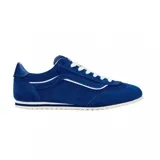 Championes Vans modelo Super Lowpro, color azul índigo, confeccionados en gamuza con detalles perforados, cordones blancos y suela de goma de perfil bajo.