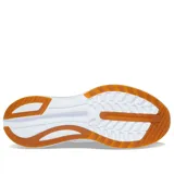 Championes Saucony Endorphin Shift 3 para mujer, color blanco con detalles en dorado y suela de goma color caramelo.