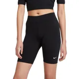 Short deportivo negro de calza ciclista, con cintura elástica y logo de Nike estampado en blanco en la pierna izquierda.
