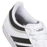 Championes Adidas Hoops 4.0, blancos con detalles en negro y gris. Zapatillas de estilo urbano con las tres tiras características de Adidas en los laterales.