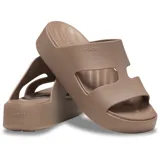 Sandalias de plataforma Crocs modelo Getaway Platform H-Strap, color negro, con diseño de tiras en forma de H y suela elevada.