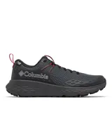 Championes de senderismo Columbia modelo Konos TRS OutDry, color gris oscuro con detalles en rojo. Presentan empeine de malla técnica con sobrecapas sin costuras, sistema Navic Fit para ajuste en el mediopié, mediasuela Techlite+ para equilibrio y amortiguación, y suela Adapt Trax para tracción en diversas superficies.