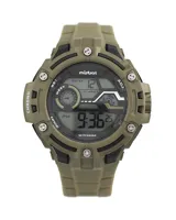 Reloj digital Mistral color marrón con detalles en negro, correa de silicona y resistencia al agua 100m.