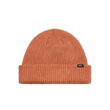 Gorro de lana Vans color ladrillo, tejido en punto canalé, con parche de la marca en el borde.