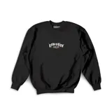 Buzo de cuello redondo color negro con estampado gráfico en el pecho que incluye el logo de la marca y la leyenda 'Desde 2009'.