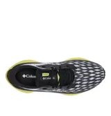 Championes de trail running Columbia modelo Konos Elevate, con diseño técnico en colores negro, blanco y amarillo neón. Presentan capellada de tejido transpirable, sistema de ajuste Navic Fit, entresuela de espuma TechLite+ para amortiguación reactiva y suela Omni-Grip con tracción multiterreno.