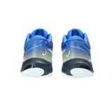 Championes de voleibol Asics Netburner Ballistic FF MT 3, color azul con detalles en amarillo y negro. Diseñados para jugadores rápidos, ofrecen flexibilidad y ligereza para movimientos ágiles en la cancha. Incorporan tecnología TWISTRUSS para aligerar el peso y tecnología X GUIDANCE para mayor flexibilidad.