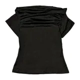 Remera negra de algodón con cuello redondo y mangas cortas. Estampado frontal con texto en blanco. Corte slim fit.