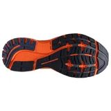 Championes de running Brooks Trace 3 para hombre, color azul marino con detalles en naranja y amarillo.