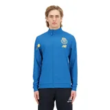 Campera de fútbol New Balance FC Porto Pre-Game, color azul con detalles dorados en hombros y logos del club y la marca en dorado.