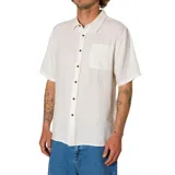 Camisa de manga corta Katin modelo Alan Solid, de color blanco con botones oscuros y un bolsillo frontal en el pecho.