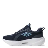 Championes de entrenamiento Umbro Aerorun para hombre, con capellada de malla transpirable color gris claro, detalles laterales en negro y bronce, y suela de goma blanca.