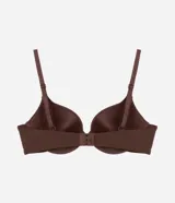 Soutien push-up de microfibra color marrón, con copas moldeadas y tirantes ajustables.