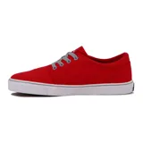 Zapatillas Quiksilver modelo Zuma, color rojo con suela blanca y cordones grises, confeccionadas en lona y diseño urbano de corte bajo.