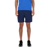 Short deportivo azul marino de poliéster con tecnología NB DRY de secado rápido, logo estampado en la pierna y cordón de ajuste en la cintura.