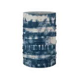 Cuello multifuncional Buff Coolnet Uv+ con estampado abstracto en tonos azul y blanco.
