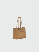 Bolso tote Longchamp modelo Roseau Essential, color tostado, confeccionado en cuero flexible con cierre tipo toggle y doble asa de hombro.