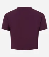 Blusa crop top de manga corta y cuello redondo, color bordó, confeccionada en algodón con elastano.