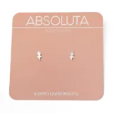 Par de aros pequeños de acero quirúrgico con forma de rayo.