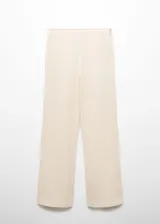 Pantalon de corte recto y tiro medio, confeccionado en tejido de ramio. Presenta un diseño largo y cierre lateral con cremallera oculta.