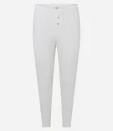 Conjunto de pijama femenino de dos piezas confeccionado en tejido de punto con textura de corazones. Incluye una blusa de cuello redondo y manga larga con puños ajustados, y un pantalón con cintura elástica y detalle de botones frontales.