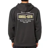 Campera con capucha y cierre frontal completo Katin modelo Axle Zip, color negro, con bolsillos tipo canguro y pequeño estampado en el pecho con texto en blanco.
