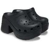Zueco Crocs Siren Clog negro con plataforma y tacón cuadrado.