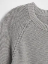 Buzo de punto de algodón con cuello redondo, mangas tipo raglán y puños y ruedo acanalados.