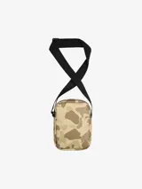 Bandolera Carhartt Jake de lona de poliéster reciclado repelente al agua, color negro, con compartimento principal con cremallera, bolsillo frontal y bolsillo interior de malla.