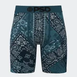 Calzoncillos bóxer de hombre PSD con estampado de cachemira en tonos azulados.