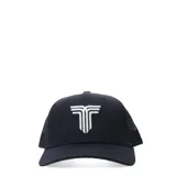 Gorro de gabardina color bordó con paneles de malla en los laterales y logo bordado en el frente.