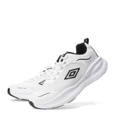 Championes urbanos Umbro Dash, color blanco con detalles en negro, con logo de la marca en el lateral y suela gruesa.