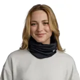 Cuello multifuncional Buff Windproof negro con logo de la marca en blanco.