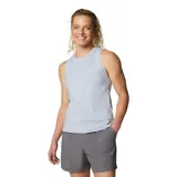 Musculosa deportiva Columbia de color gris claro, con cuello redondo y diseño sin mangas. Confeccionada con tecnología Omni-WICK para la gestión de la humedad y protección solar Omni-Shade UPF 50.