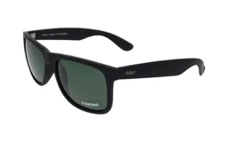 Lentes de sol unisex, marca Floats, modelo 4345 col 3. Montura cuadrada negra de acetato con lentes polarizadas verdes.