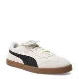 Championes urbanos Puma Club Azura Sd, color beige con detalles en negro y suela de goma color caramelo. Presentan un diseño clásico con la icónica franja lateral de la marca y lengüeta con logo.