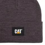 Gorro beanie Caterpillar de punto acanalado color negro, con vuelta y parche frontal de goma con el logo de la marca.