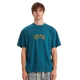 Remera verde con estampa frontal con el logo de la marca Critical Slide.