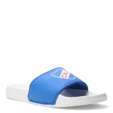 Chancletas azules y blancas con el escudo del Club Nacional de Football en la tira.