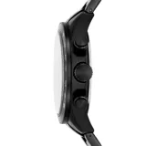 Reloj Fossil Autocross de estilo deportivo con caja y malla de acero inoxidable en color negro. Presenta una esfera negra con subesferas multifunción, indicador de día de la semana y doble horario, con movimiento de cuarzo y bisel con escala taquimétrica.