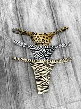 Colaless de lycra con tiras regulables, con estampado animal print de leopardo, cebra y tigre.