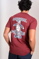 Remera de manga corta color bordó con cuello redondo y logo de la marca bordado en el pecho.
